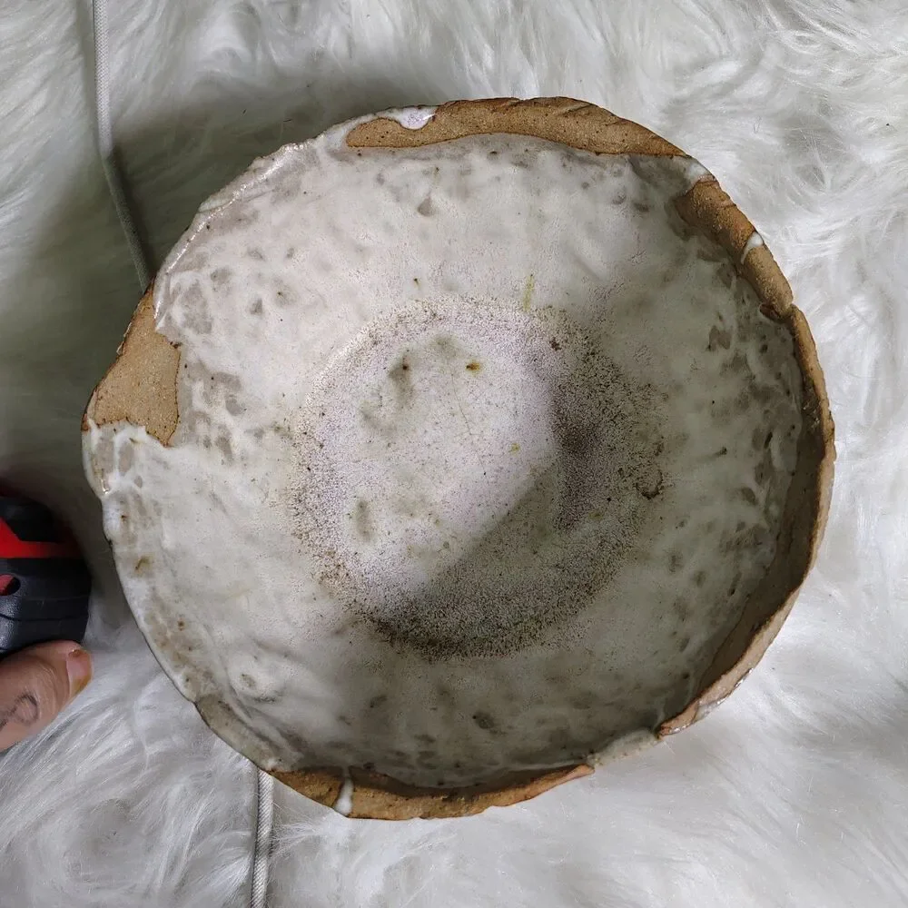 Handmade Studio Pottery Bowl  W Unique Floral Designs